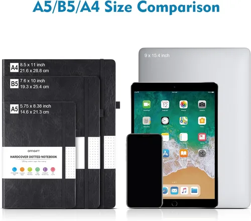 Miniatura 5 de Cuaderno de puntos con diario punteado, cuaderno de tapa dura B5 con viñetas, cuaderno de cuero con 312 páginas numeradas, cuaderno de cuadrícula