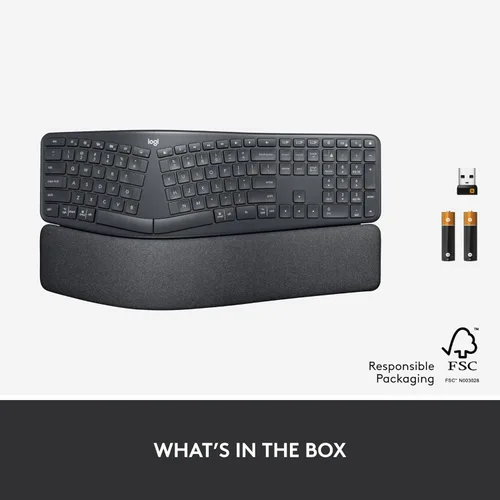 Miniatura 9 de Logitech Ergo K860 - Teclado ergonómico inalámbrico con reposamuñecas, diseño de teclado dividido para Windows/Mac, Bluetooth o conectividad USB