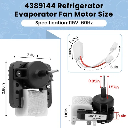 Miniatura 2 de AMI PARTS Motor del ventilador del evaporador del refrigerador 4389144 - Sustituye a W10131845 W10312647 2149299 2162404 2188303 4389144VP 921541