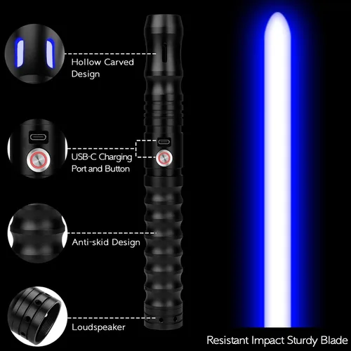 Miniatura 2 de Sables de luz para duelo con balanceo suave con APP – Sables de luz RGB cambiables de 16 colores, empuñadura de metal con control de movimiento