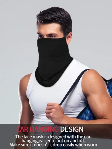 Miniatura 2 de SATINIOR 4 piezas polaina para el cuello con bucles para las orejas, bandana de tela para la cara, máscara para hombres barbudos antideslizantes