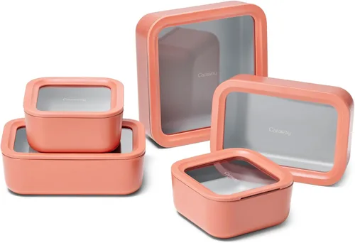 Miniatura 21 de Caraway - Juego de 3 recipientes de vidrio, almacenamiento de alimentos, 10/6.6 /4.4 tazas, revestimiento de cerámica, no tóxico, antiadherente