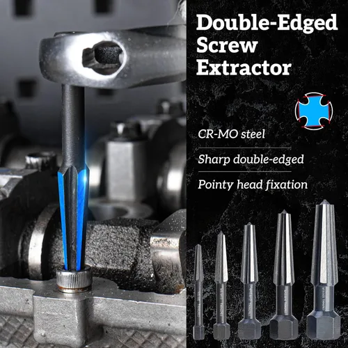 Miniatura 2 de Kit extractor de pernos, 10 piezas extractor de tornillo y broca izquierda Brocas de acero HSS M2, broca inversa y extractor de pernos, elimina