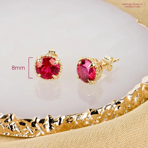 Miniatura 4 de Nicole Miller Fine Jewelry - Pendientes de plata de ley con revestimiento de oro amarillo de 14 quilates de 8mm de corte redondo