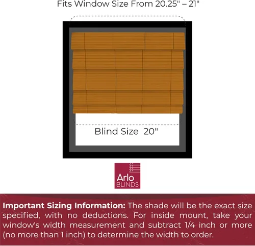 Miniatura 2 de ARLO BLINDS - Persianas romanas de bambú natural traslúcido con faldón y sin cordón para ventanas interiores, incluye herrajes de montaje, 20