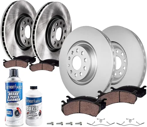 Miniatura 17 de Detroit Axle - Rotores de freno delanteros y traseros de 12.99 pulgadas (12.008 in) y pastillas de cerámica de repuesto para Chevy Avalanche 1500