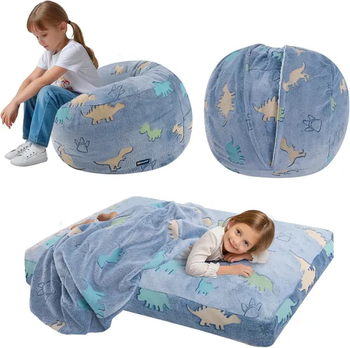 Miniatura 19 de COMAX Silla Puf para Niños que se Convierte en Cama Puf, Silla Puf de Pana para Niños y Niñas para Dormir, Pufs Perezosos para Niños con Relleno