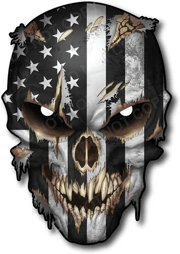 Miniatura 15 de Calcomanías de Haley Bandera Americana Calavera Adhesiva - Vinilo 3M, Ojos Reflectantes, para Autos y Camiones, Uso en Interiores, Calidad Premium