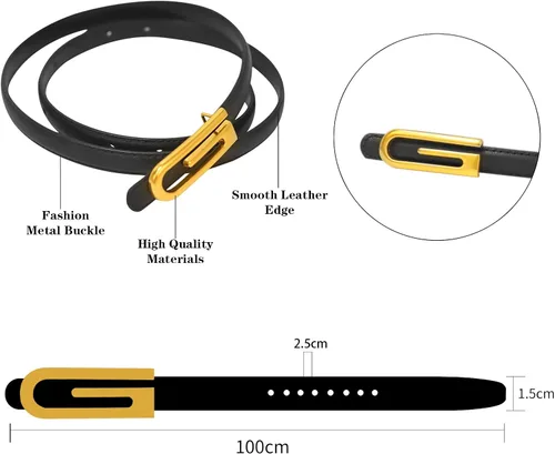 Miniatura 283 de Cinturón de cuero clásico con hebilla de metal para mujer con vestido de jeans