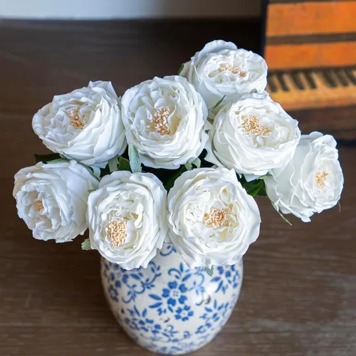 Miniatura 16 de DUYONE Fake Flowers for Decoration Home Decor Soft Touch Artificial Flowers Austin Rose Peony Latex Fake Flower Living Room Decoration Vivid Pink