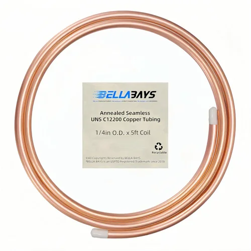 Miniatura 9 de BELLA BAYS Tubería de Cobre 3/8" DE x 0.320" DI x 25 pies, 99.9% C12200 ASTM B280 Tubería ACR de Refrigeración Sin Costuras Bobina Suave Redonda T2