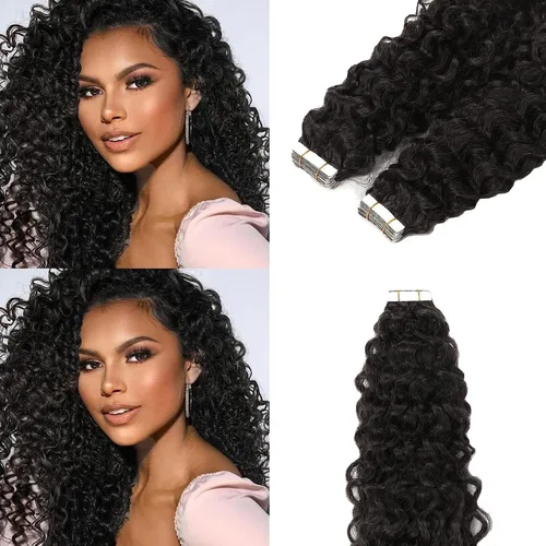 Miniatura 33 de Extensiones de cabello humano con micro anillo, lacio, rizado, color negro natural, largo microenlaces, extensiones de cabello humano para personas