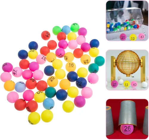 Miniatura 8 de Juego de bingo, bolas de juego de bingo, 60 unidades, bolas de rifa de 1 a 60 numeradas, multicolor, repuesto de plástico para accesorios de juego