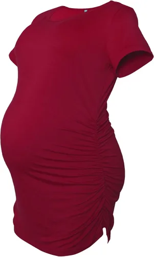 Miniatura 12 de Smallshow - Camiseta de maternidad para mujer, diseño de lados fruncidos, tipo túnica, prendas para el embarazo