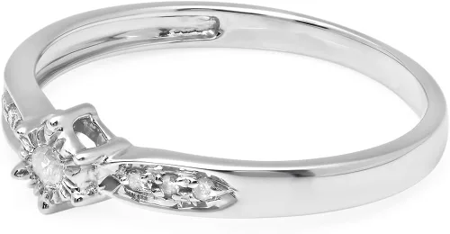 Miniatura 2 de Dazzlingrock Collection Anillo de compromiso de plata de ley con diamantes redondos de 0,05 quilates