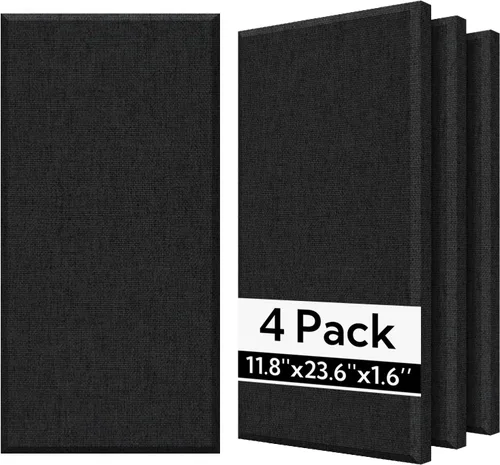 Miniatura 13 de Olanglab Paneles de Pared Acústicos de Fibra de Vidrio Paquete de 4, 11.8'' x 23.6'' Paneles de Sonido, Paneles Insonorizantes Envueltos en Tela