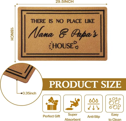 Miniatura 2 de Gejoy Felpudo de 18 x 29.5 pulgadas, para el Día de la Madre de los nietos, con texto en inglés "There No Place Like Nan and Papas House", tapete