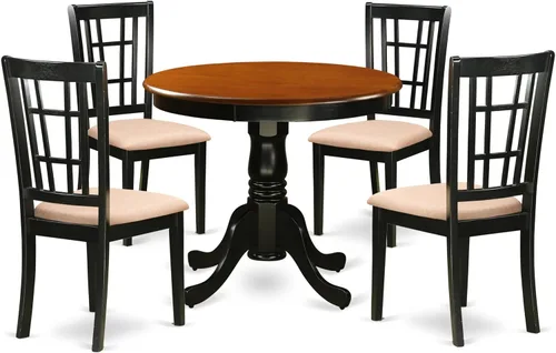 Miniatura 9 de East West Furniture ANNI3-BLK-C Juego de mesa de comedor de 3 piezas para espacios pequeños contiene una mesa de cocina redonda con pedestal y 2