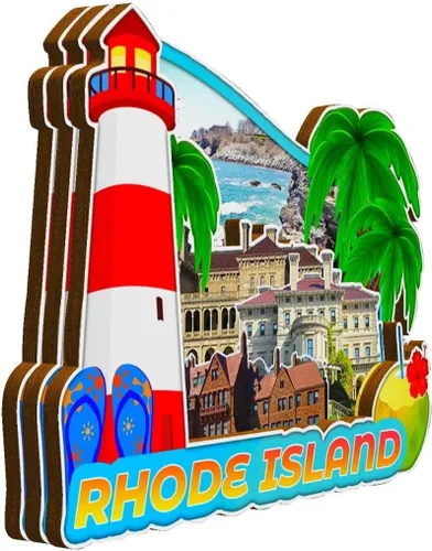 Miniatura 2 de Rhode Island USA - Imán de madera para nevera, monumentos en 3D, recuerdos coleccionables, decoración hecha a mano, 1333