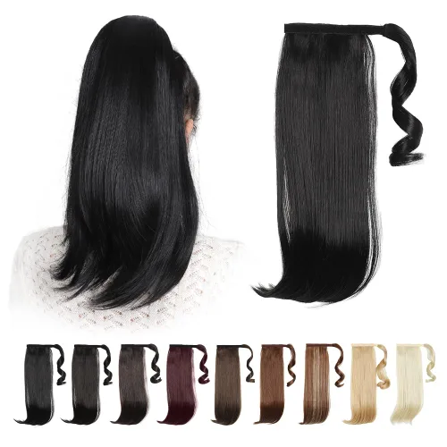 Miniatura 45 de Extensiones de cabello para cola de caballo, extensión de cola de caballo roja de 16 pulgadas, corta, ondulada, rizada, envolvente, cola de caballo