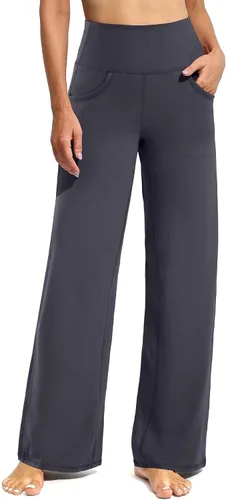 Promover Pantalones de pierna ancha para mujer, pantalones de yoga con bolsillos, holgados, pantalones deportivos de descanso pequeñosregularesaltos