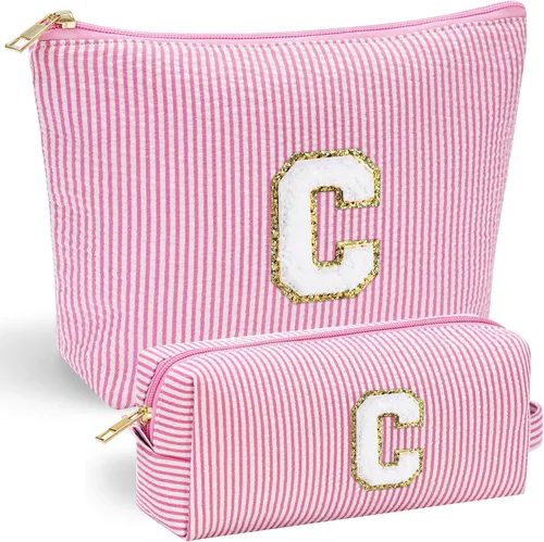 Miniatura 115 de YOOLIFE Regalos del Día de la Madre para mujeres, bolsa de maquillaje con inicial, bolsa de cosméticos, bolsa de maquillaje de viaje, regalos Rosado