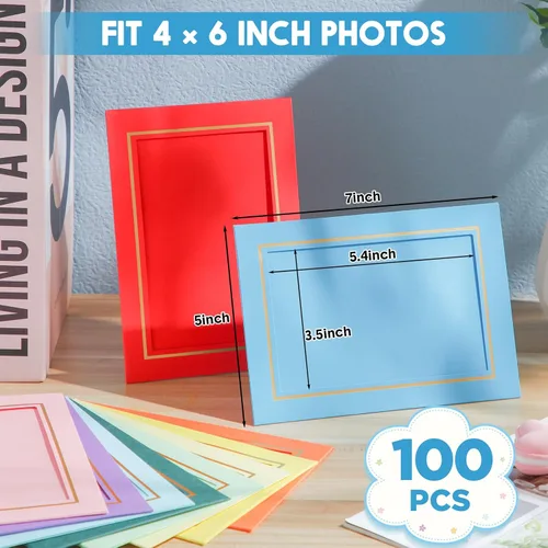 Miniatura 2 de Tenceur 100 marcos de fotos de papel de graduación con caballete de 4 x 6 pulgadas, marco de fotos de cartón de pie para niños, tarjetas de fotos