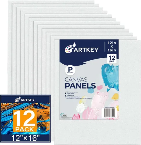 Miniatura 32 de Artkey Lienzos para pintar de 8 x 10 pulgadas, paquete de 12 unidades, 10 onzas, imprimados 100% algodón, blanco para pintura, suministros de arte