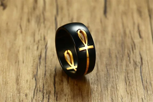 Miniatura 3 de XUANPAI Anillos Eye of Horus para hombres y mujeres, joyería egipcia pulida de acero inoxidable, joyería egipcia de moda, diseño de Ankh, joyería