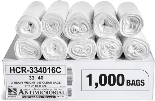Miniatura 41 de Aluf Plastics Bolsas de basura de alta densidad, 10 galones, 1000 unidades, 6 micrones (eq), 24" x 24", transparentes, para baño, oficina