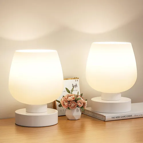 Miniatura 12 de Seealle Lámpara de mesa táctil para mesita de noche, pequeña lámpara de noche para dormitorio, sala de estar, mesita de noche, lámpara de escritorio