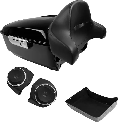 Miniatura 17 de TCMT Caja de maletero para motocicleta King con respaldo y portaequipajes, conjunto de luz trasera, para Harley Davidson 2014-2025 Touring CVO Road
