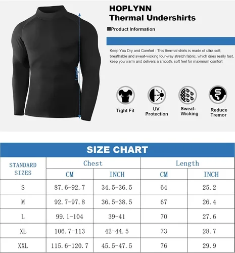 Miniatura 6 de Paquete de 4 camisas térmicas de compresión de manga larga con cuello alto para hombre