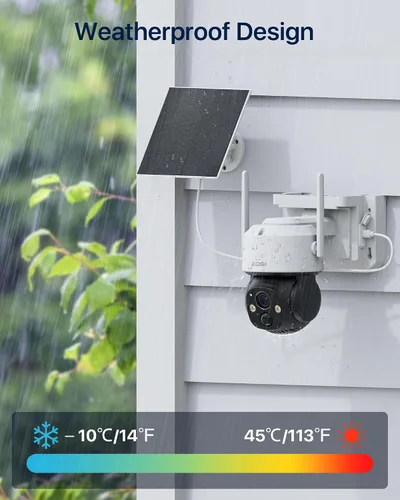 Miniatura 8 de Cámara de seguridad ZOSI C291 4MP inalámbrica con batería para exteriores con panel solar, cámara panorámica/inclinación de 2.5K 360, seguimiento