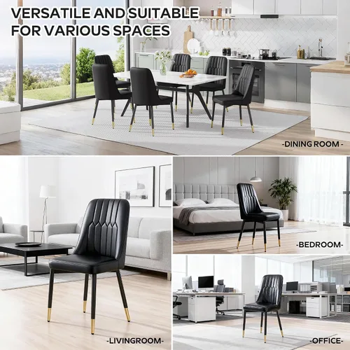 Miniatura 6 de Juego de mesa de comedor moderno de 51 pulgadas para 4, juego de sillas de mesa de cocina de vidrio para 4, mesa de cocina rectangular con 4 sillas