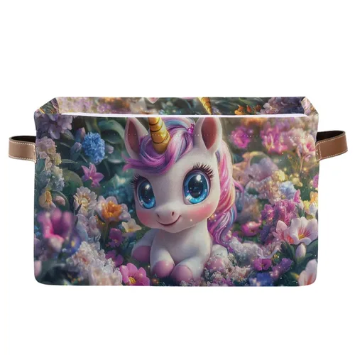 Miniatura 22 de Emelivor ABC - Contenedor de almacenamiento plegable con asa rectangular impermeable ABC Dinosaurios cesta para almacenamiento cubo organizador