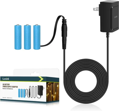 Adaptador de fuente de alimentación AC Lenink para 3 pilas AA, adaptador de reemplazo de pila AA para luz LED, decoraciones (negro)