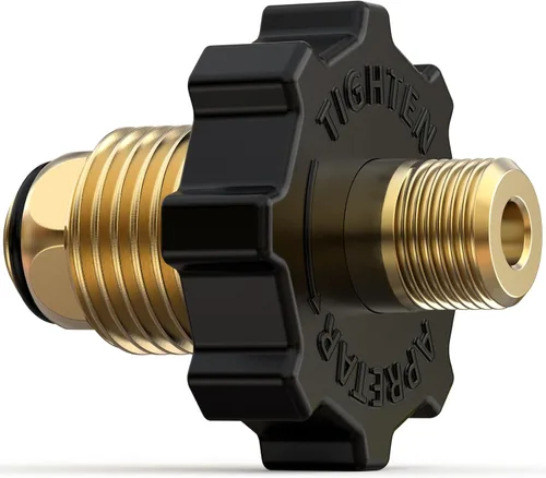 Miniatura 2 de Onlyfire 5041 Adaptador de montaje de gas propano POL de nariz blanda con exceso de flujo X rosca macho de 1/4 pulgadas, latón