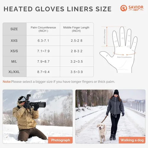 Miniatura 6 de SAVIOR HEAT Heated Glove Liners for Men Women, Rechargeable Battery Electric Heated Gloves, Winter Warm Glove Liners, Thin Gloves Riding Ski