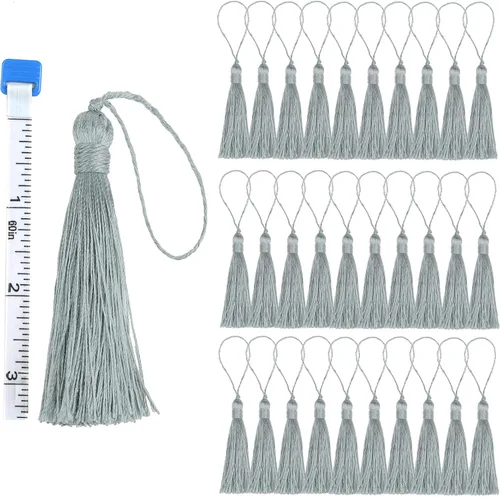 Miniatura 17 de 30 borlas de costura hechas a mano para manualidades, borlas suaves y sedosas de 5.7 pulgadas con lazo de cordón de 2.6 pulgadas para decoración