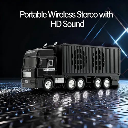 Miniatura 5 de Altavoz Bluetooth de camión retro alimentado por energía solar, altavoz inalámbrico portátil para automóvil, estéreo HD, emparejamiento TWS, radio