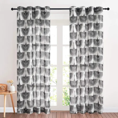 Miniatura 20 de KGORGE Cortinas traslúcidas con patrón geométrico, cortinas de lino natural, juego de ventanas suaves, lavables con filtro de luz para dormitorio