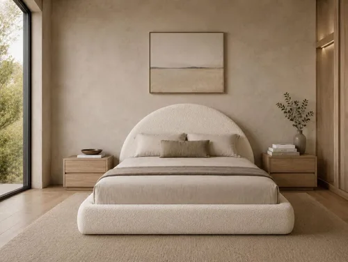 Miniatura 9 de Cama redonda – Funda lavable con cremallera – Espuma suave tapizada de lino – Modular minimalista moderno – Media luna – Se vende por separado