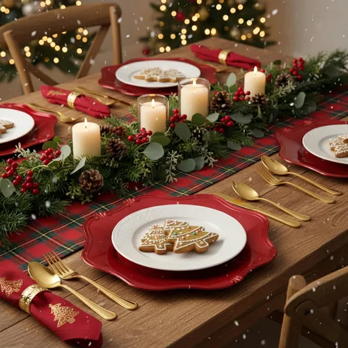 Miniatura 6 de ZOOFOX Juego de 12 salvamanteles rojos, salvamanteles metálicos de 13" con bordes festoneados para plato de cena, platos de servicio decorativos