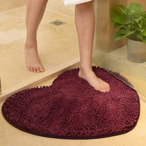 Miniatura 5 de vctops Alfombras de baño de felpilla en forma de corazón, extra suaves y absorbentes, antideslizantes, lavables, alfombra de felpa para bañera