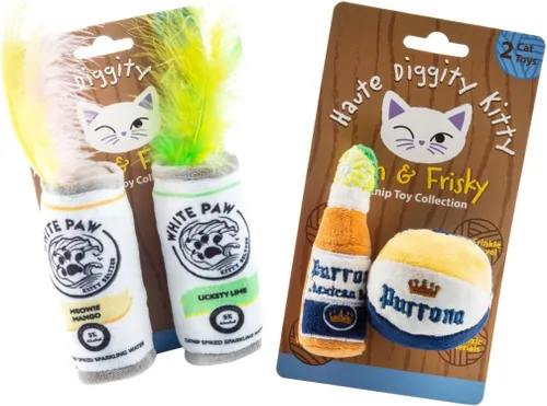 Miniatura 8 de Haute Diggity Kitty Gatos Cinta Azul + Conjunto de Gatito Vaquero, Juguetes de Felpa para Gatos Rellenos de Hierba Gatera con Sonido Crujiente