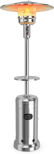 Miniatura 10 de S AFSTAR Calentador de patio al aire libre de 48000 BTU, calentador de propano portátil con estante para bebidas, ruedas, depósito base, torre