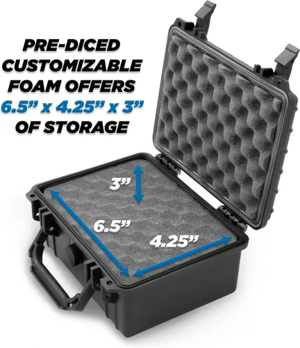 Miniatura 3 de CASEMATIX Funda rígida impermeable de 9" con espuma personalizable para electrónica portátil, herramientas y accesorios - Estuche de plástico