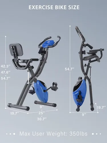 Miniatura 7 de Merax Bicicleta de entrenamiento para el hogar: bicicleta estática reclinada 4 en 1 y posiciones verticales de bicicleta de ciclismo para Azul real