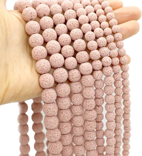 Miniatura 13 de Oameusa Cuentas redondas sueltas de ágata de piedra volcánica de lava azul de 0.236 in para hacer joyas, 1 hebra de 15 pulgadas, 1 hebra por